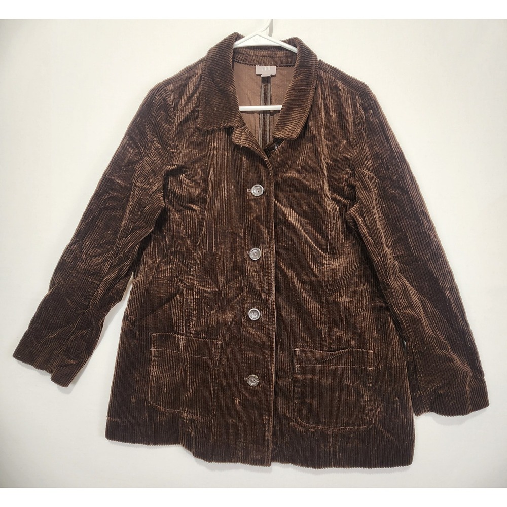 J. Jill Women's Button-Up Classic Preppy Blazer Brown Size M